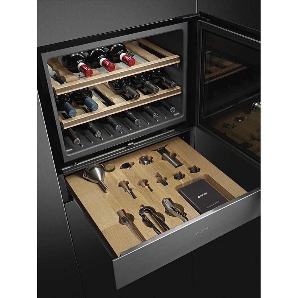 60 cm (24'') Sommelier Drawer. Push/Pull Open/Close. Stainless Steel