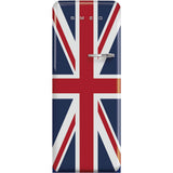 Smeg USA - Fab28 Retro 60 cm Refrigerator with Freezer Compartment. Union Jack Design. Left Hinge - Gloss Decorated,Special Union Jack