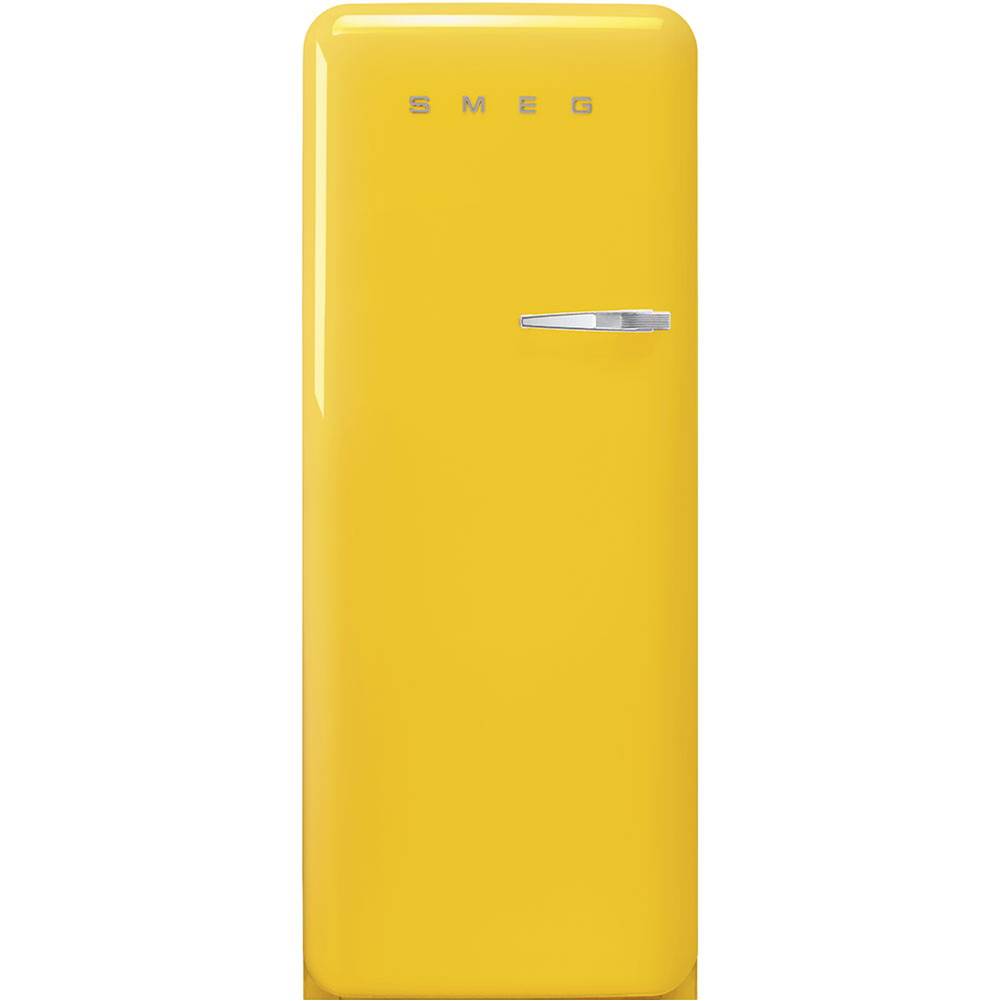 Smeg USA - Fab28 Retro 60 cm Refrigerator with Freezer Compartment. Yellow. Left Hinge - Gloss Yellow
