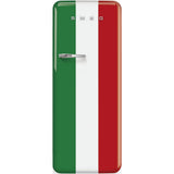 Smeg USA - Fab28 Retro 60 cm Refrigerator with Freezer Compartment. Italian Flag. Right Hinge Only - Gloss Decorated,Special Italian Flag