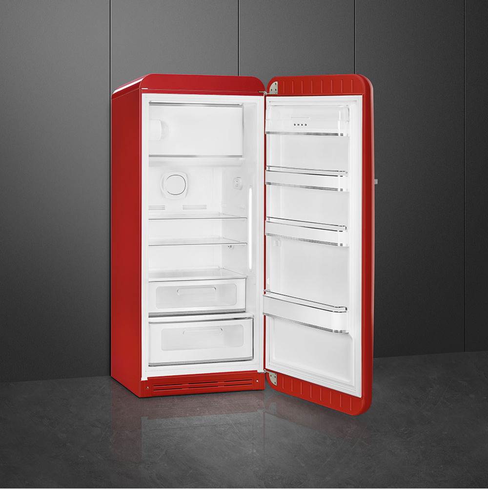 Fab28 Retro 60 cm Refrigerator with Freezer Compartment. Blue. Right Hinge