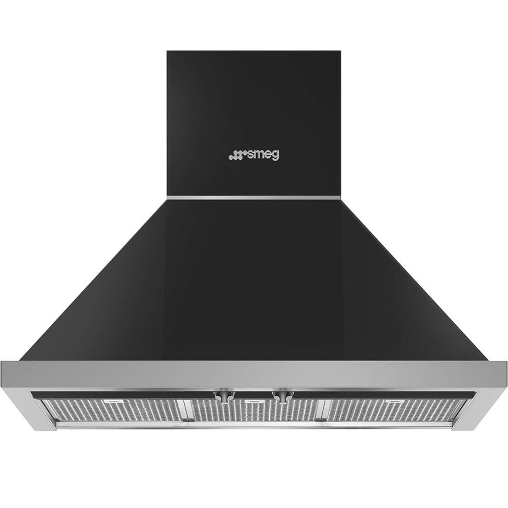 Smeg USA - Portofino Series 30'' Wall Vent Hood. 600 cfm. Vent or Recirc. Anthracite - Anthracite