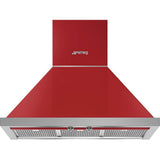 Smeg USA - Portofino Series 30'' Wall Vent Hood. 600 cfm. Vent or Recirc. Red - Red