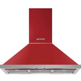 Smeg USA - Portofino Series 36'' Wall Vent Hood. 600 cfm. Vent or Recirc. Red - Red