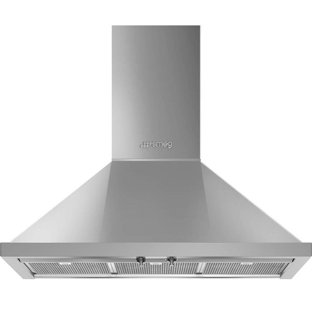 Smeg USA - Portofino Series 36'' Wall Vent Hood. 600 cfm. Vent or Recirc. Stainless Steel - Stainless Steel