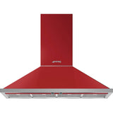 Smeg USA - Portofino Series 48'' Wall Vent Hood. 600 cfm. Vent or Recirc. Red - Red