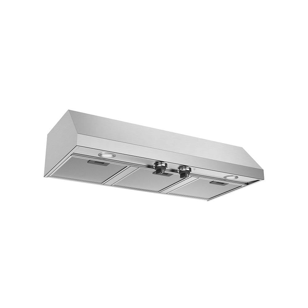 Under-Cabinet 36'' Wall Vent Hood. 600 cfm. Vent or Recirc. Stainless Steel