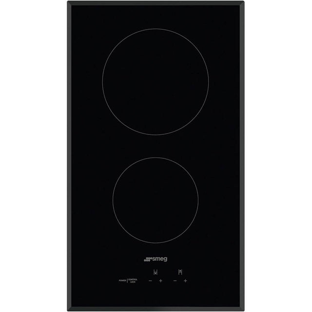 Smeg USA - 12'' Ceramic Electric Cooktop. 2 Zones. Beveled Edges. Black - Glass Black