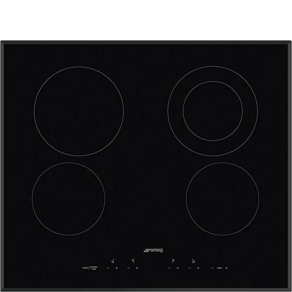 Smeg USA - 60 cm (24'') Ceramic Electric Cooktop. 4 Zones. Beveled Edges. Black - Glass Black