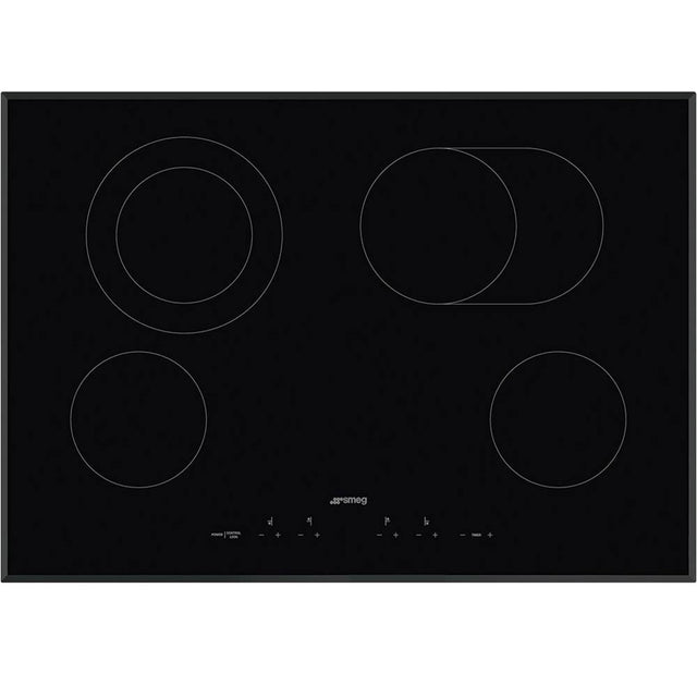 Smeg USA - 70 cm (27.5'') Ceramic Electric Cooktop. 4 Zones. Beveled Edges. Black - Glass Black