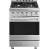 Smeg USA - Professional Range Series 24'' Range. All Gas. Stainless Steel - Satin Stainless Steel
