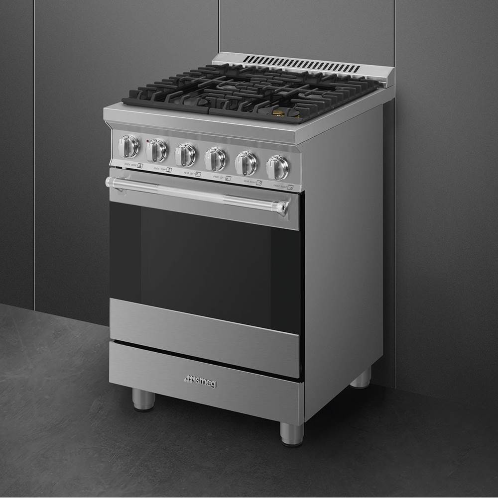 Smeg Professional Range, 24'' - All Gas Matte Black