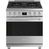 Smeg USA - Professional Range Series 30'' Range. All Gas. Stainless Steel - Satin Stainless Steel