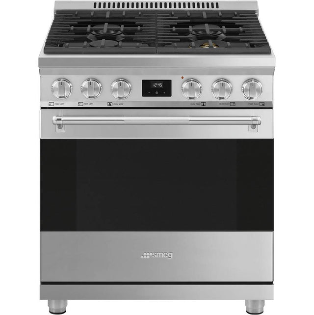 Smeg USA - Professional Range Series 30'' Range. All Gas. Stainless Steel - Satin Stainless Steel