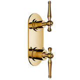 Santec - TRIM (Non-Shared Function) - 1/2'' Thermostatic Trim with Volume Control and 2-Way Diverter - Radiant Polished Gold PVD
