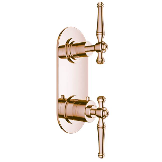 Santec - TRIM (Non-Shared Function) - 1/2'' Thermostatic Trim with Volume Control and 2-Way Diverter - Polished Metallic Rose PVD