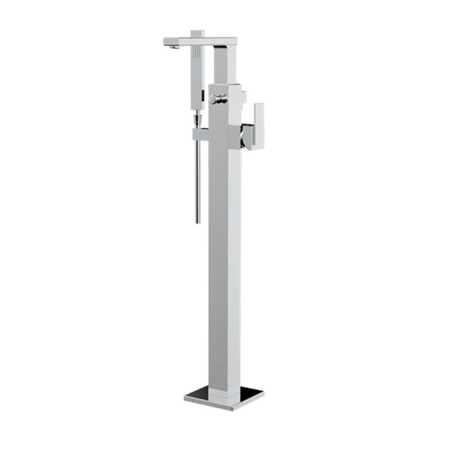 Santec - TRIM - Floor Mount Tub Filler with Hand Shower - Satin Metallic Rose PVD