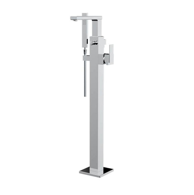 Santec - TRIM - Floor Mount Tub Filler with Hand Shower - Satin Metallic Rose PVD