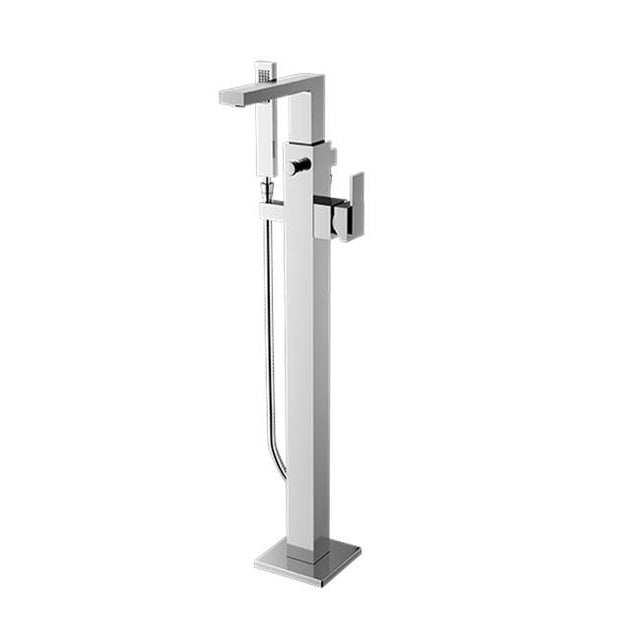 Santec - TRIM - Floor Mount Tub Filler with Hand Shower - Satin Brass