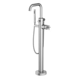 Santec - TRIM - Floor Mount Tub Filler with Hand Shower - Satin Nickel