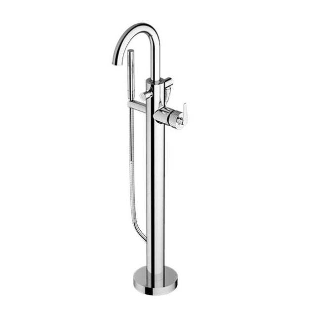 Santec - TRIM - Floor Mount Tub Filler with Hand Shower - Satin Metallic Rose PVD