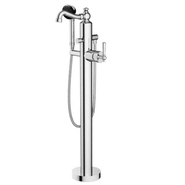 Santec - TRIM - Floor Mount Tub Filler with Hand Shower - Satin Metallic Rose PVD