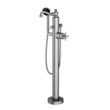 Santec - TRIM - Floor Mount Tub Filler with Hand Shower - Satin Nickel