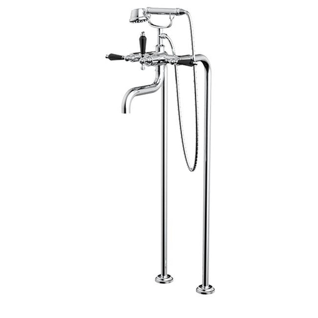 Santec - Floor Mount Tub Filler with Hand Shower - Satin Metallic Rose PVD