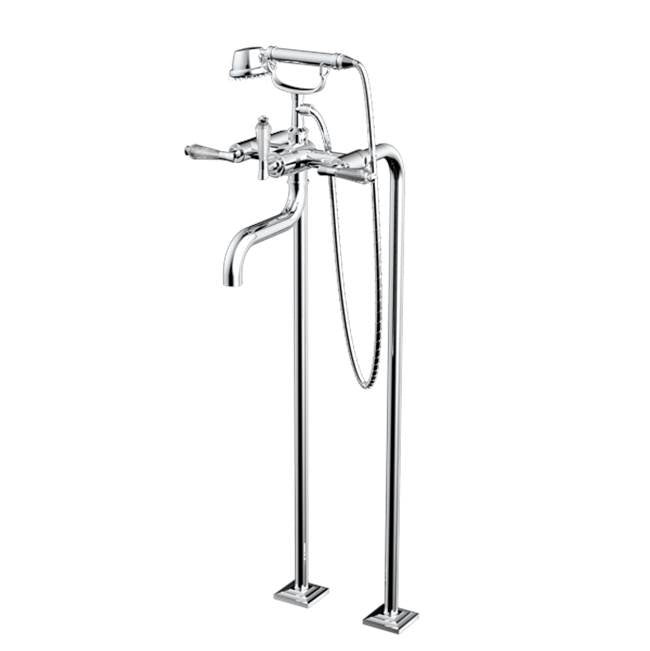 Santec - Floor Mount Tub Filler with Hand Shower - Satin Metallic Rose PVD