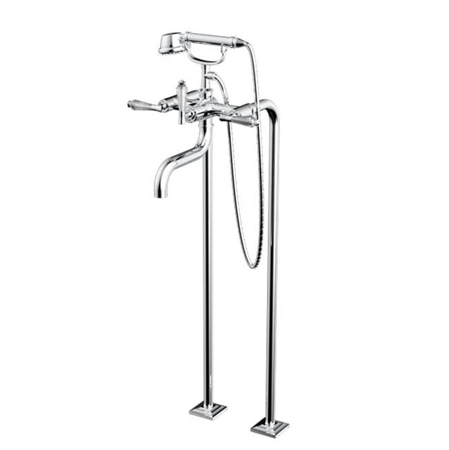 Santec - Floor Mount Tub Filler with Hand Shower - Satin Metallic Rose PVD