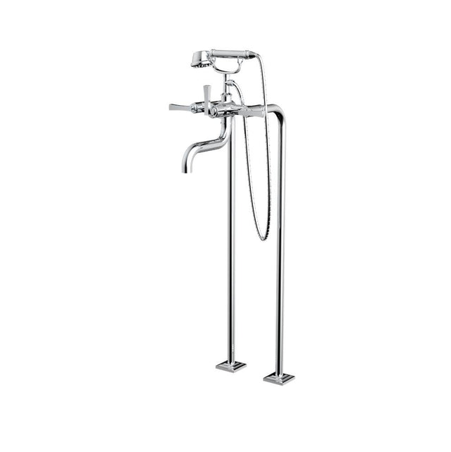 Santec - Floor Mount Tub Filler with Hand Shower - Satin Metallic Rose PVD