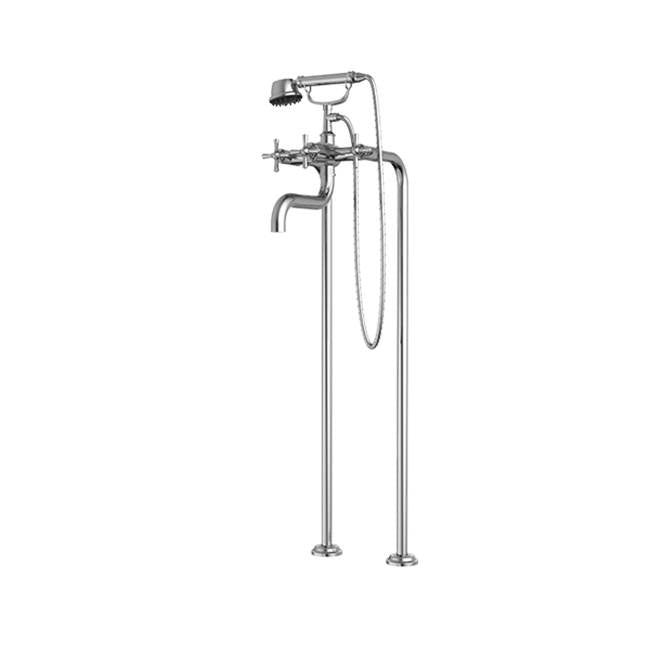 Santec - Floor Mount Tub Filler with Hand Shower - Satin Metallic Rose PVD