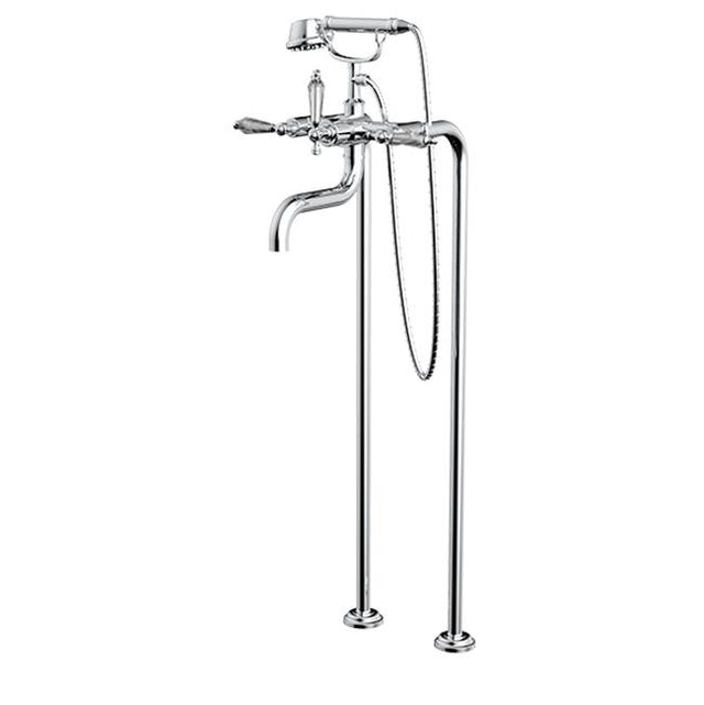 Santec - Floor Mount Tub Filler with Hand Shower - Satin Metallic Rose PVD