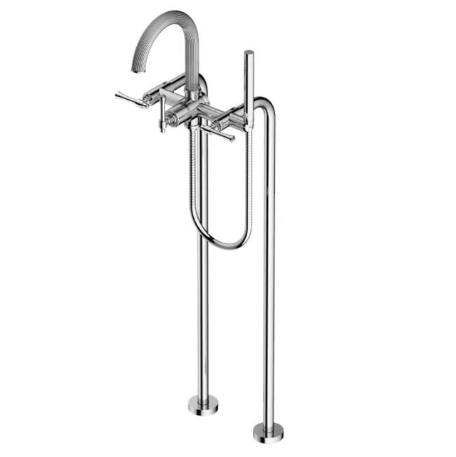 Santec - Floor Mount Tub Filler with Hand Shower - Satin Metallic Rose PVD
