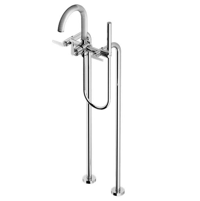 Santec - Floor Mount Tub Filler with Hand Shower - Satin Metallic Rose PVD