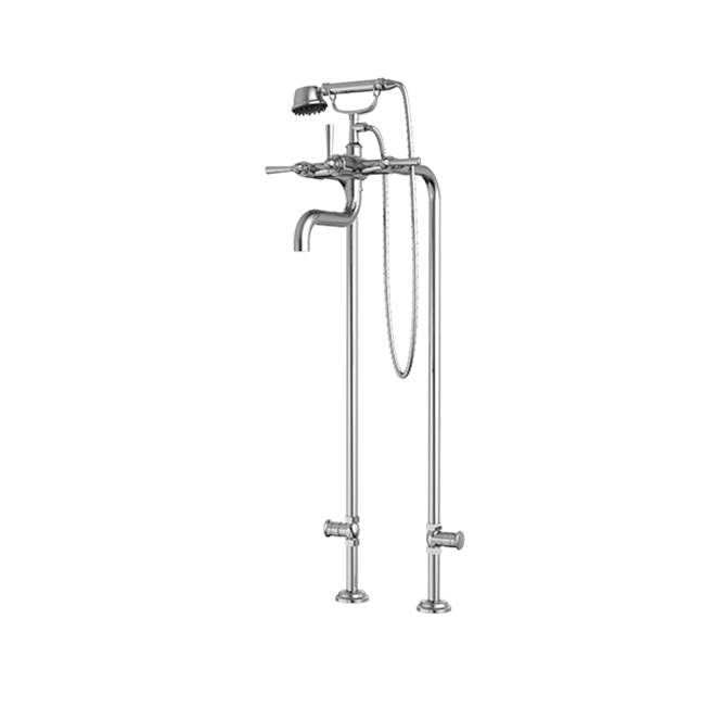 Santec - Floor Mount Tub Filler with Hand Shower and Shut-off Valves (pair) - Satin Metallic Rose PVD