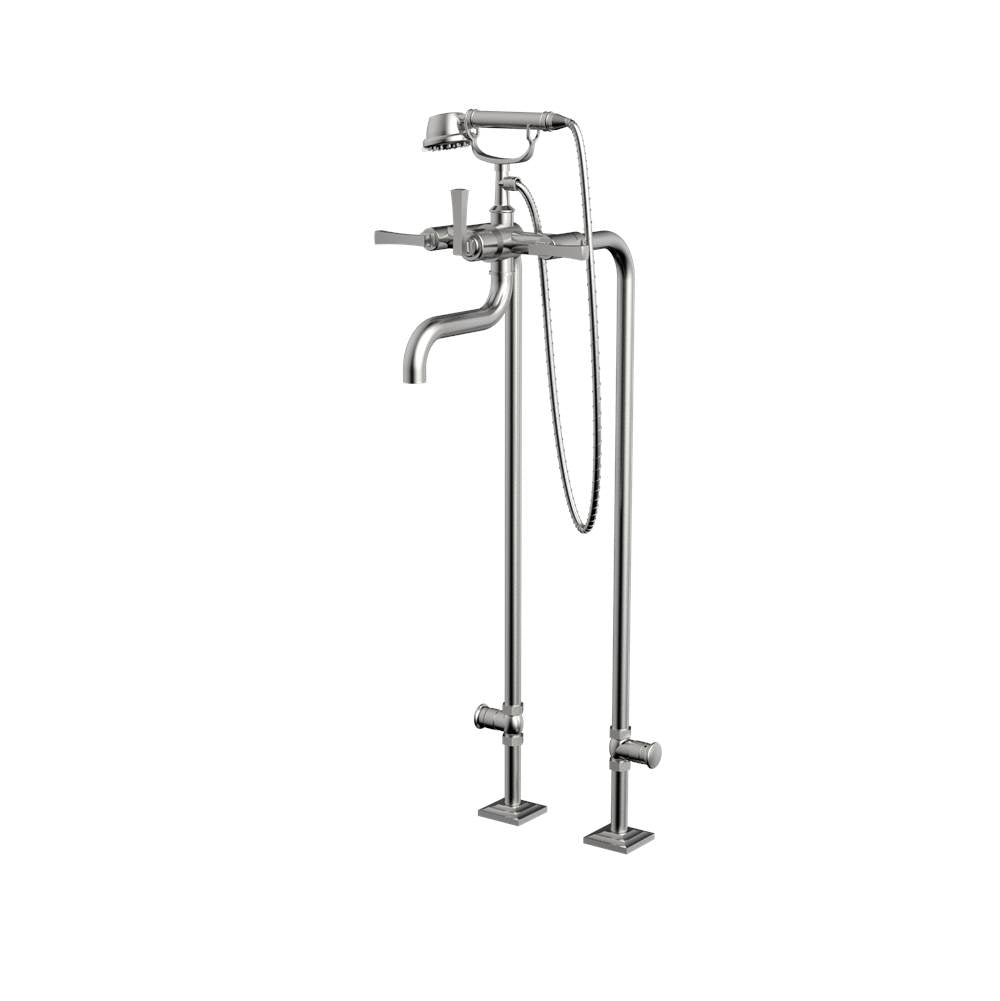 Santec - Floor Mount Tub Filler with Hand Shower and Shut-off Valves (pair) - Satin Metallic Rose PVD