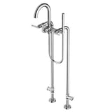 Santec - Floor Mount Tub Filler with Hand Shower and Shut-off Valves (pair) - Satin Nickel