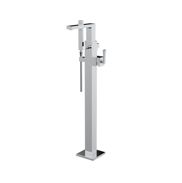 Santec - TRIM - Floor Mount Tub Filler with Hand Shower - Satin Metallic Rose PVD