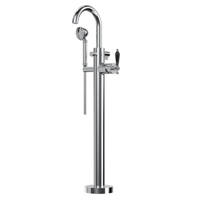 Santec - TRIM - Floor Mount Tub Filler with Hand Shower - Satin Metallic Rose PVD