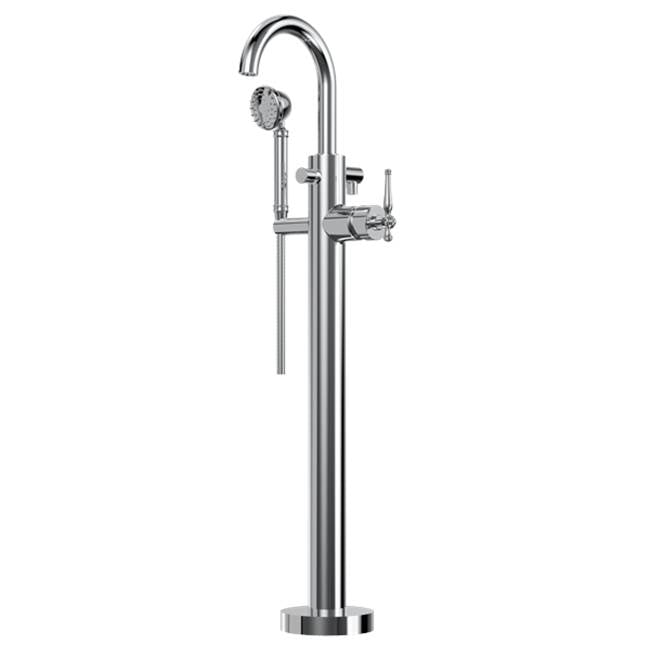 Santec - TRIM - Floor Mount Tub Filler with Hand Shower - Satin Metallic Rose PVD