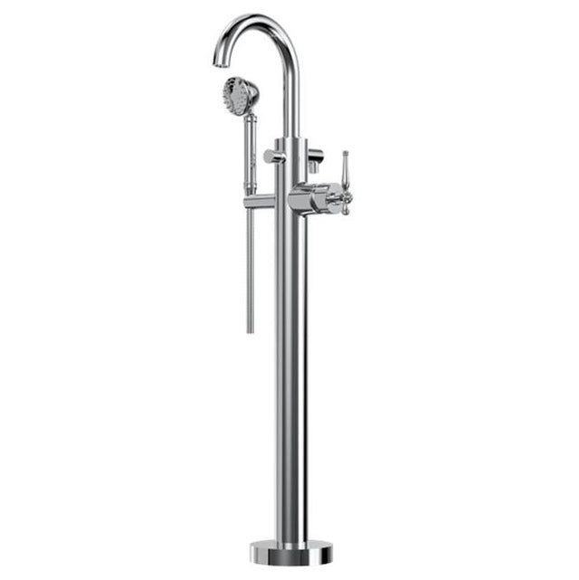 Santec - TRIM - Floor Mount Tub Filler with Hand Shower - Satin Metallic Rose PVD