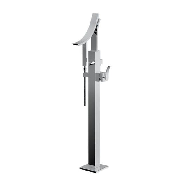 Santec - TRIM - Floor Mount Tub Filler with Hand Shower - Satin Metallic Rose PVD