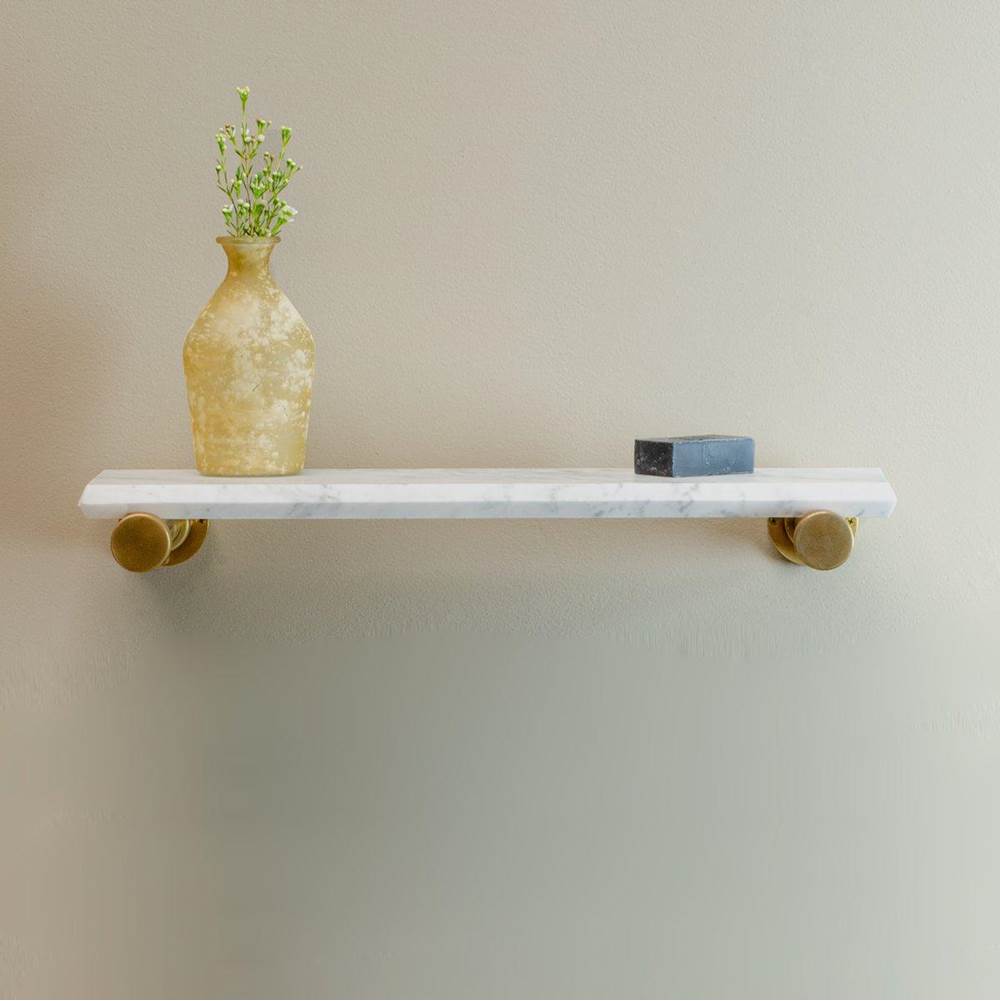 Stone Forest - Elemental Accessory Shelf, 24'' W - Aged Brass/Honed Carrara Marble
