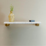 Stone Forest - Elemental Accessory Shelf, 24'' W - Aged Brass/Honed Carrara Marble