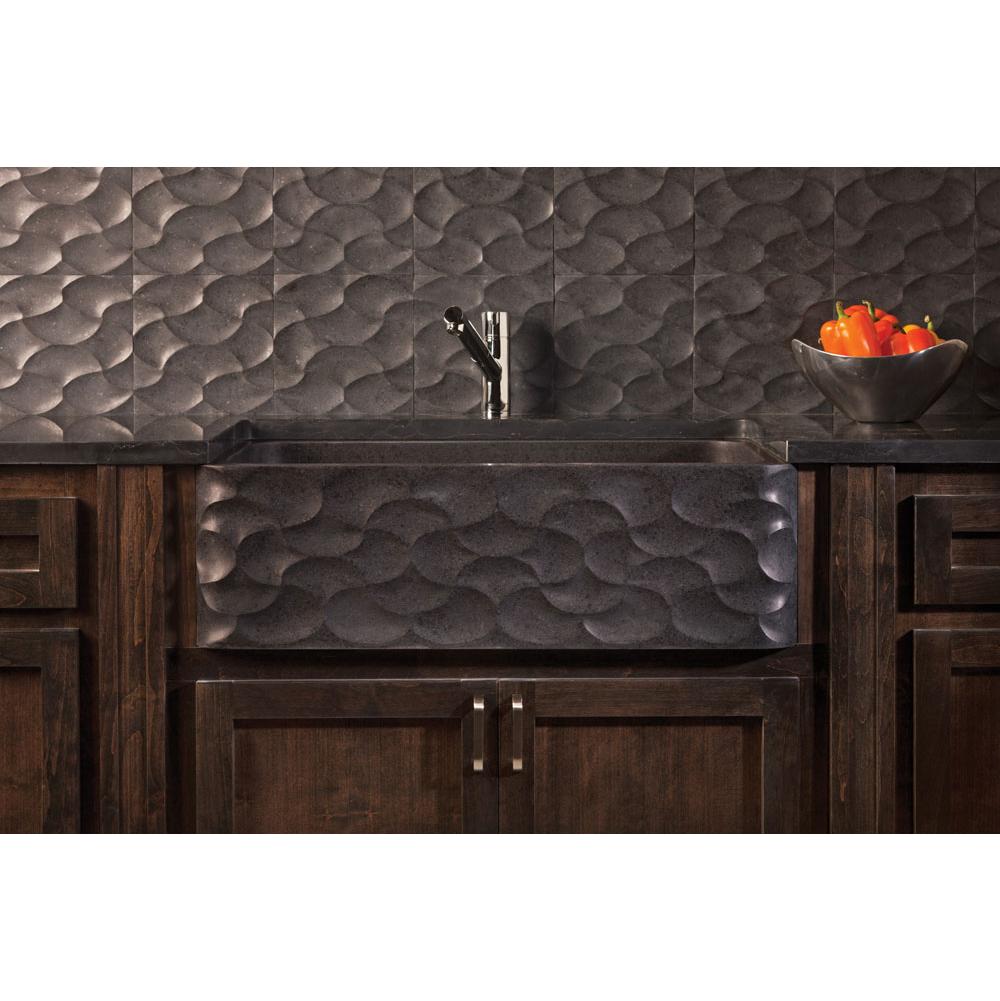 Stone Forest - Wave Front Farmhouse Sink - Honed Basalt
