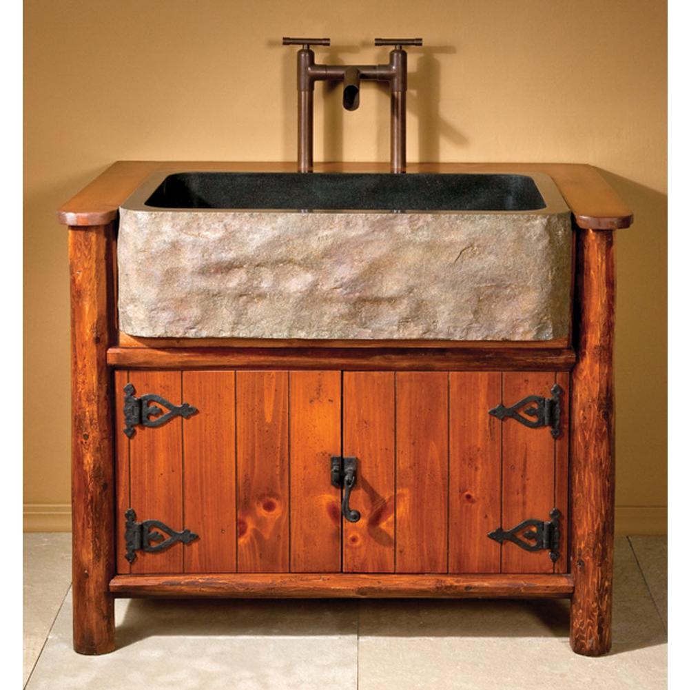 Stone Forest - Natural Front Farmhouse, Single Basin - Natural Front Apron/Black Granite