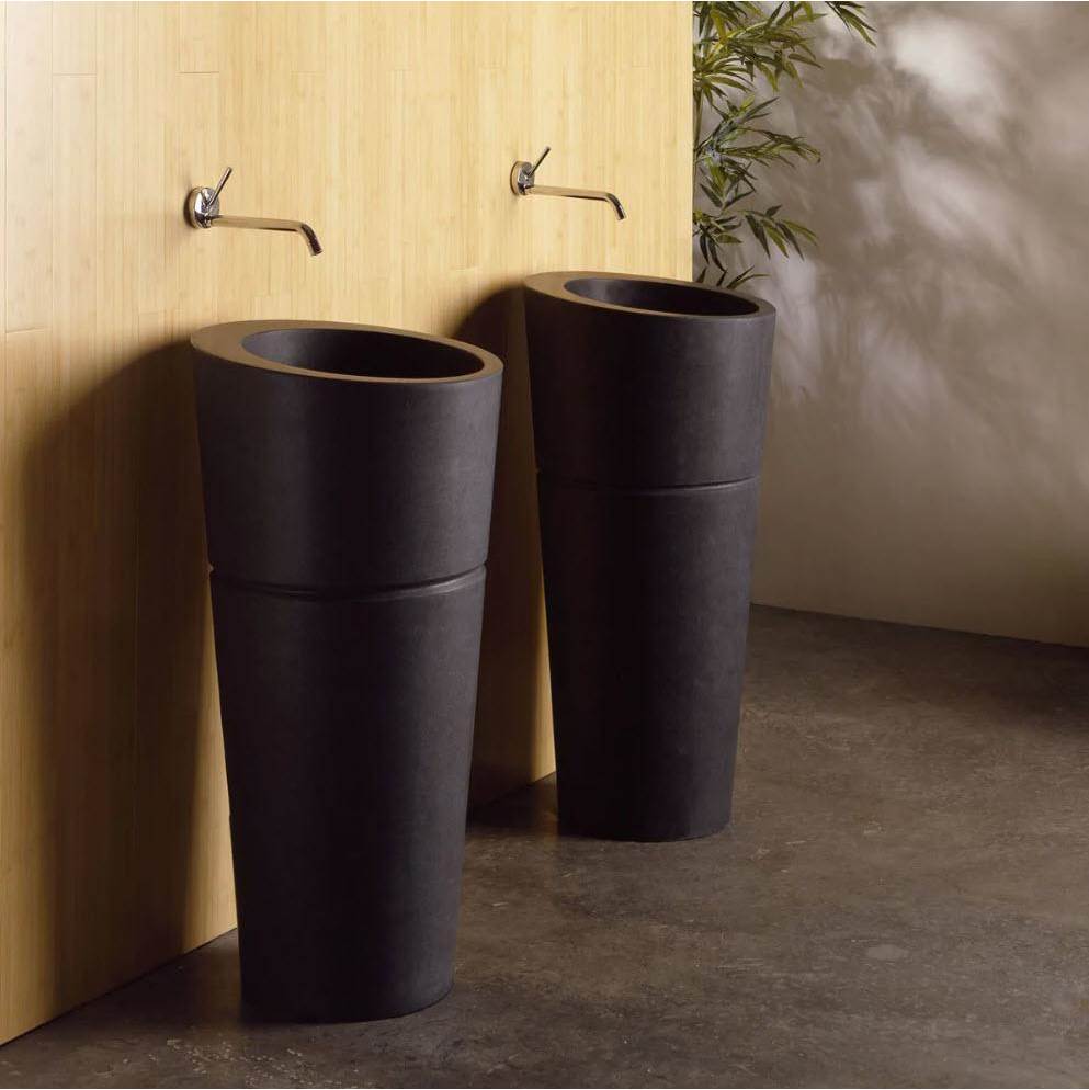 Stone Forest - Veneto Pedestal Sink - Honed Black Granite