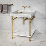 Stone Forest - Elemental Shelf Vanity, 24'' W, With Stone Shelf - Aged Brass/Honed Carrara Marble