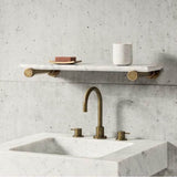 Stone Forest - Elemental Accessory Shelf, 24'' W - Polished Nickel/Honed Carrara Marble